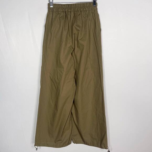 Zara Womens XSmall Olive Green Wide Leg Cargo Trouser Pants Cinch Hem High Waist - Picture 2 of 8
